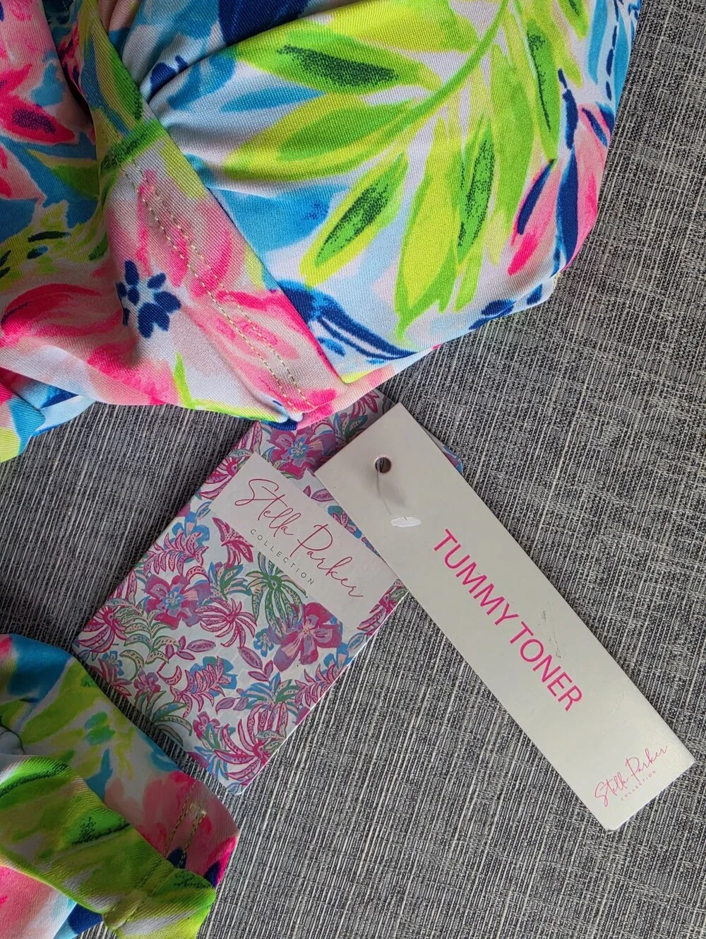 Stella Parker Floral Swim Tankini Top Size Small Multi Waterlily Pink Blue Green - Picture 7 of 9